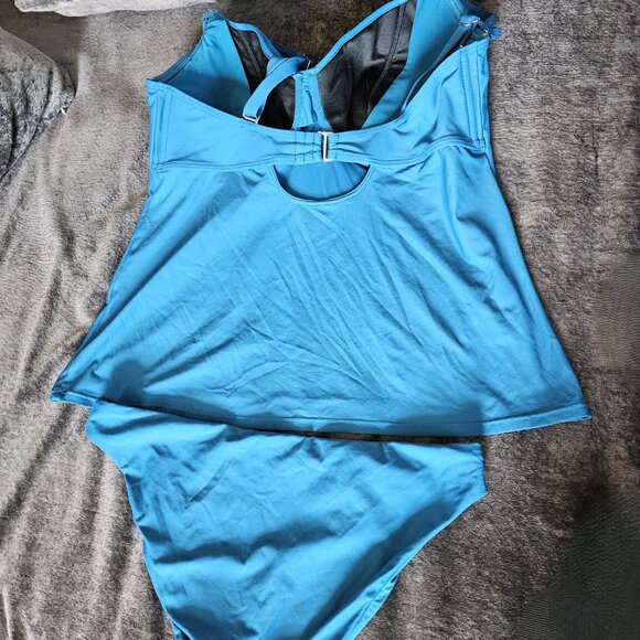 Birdsong Underwire Wrap Tankini & bottom set 34H - Deep Ocean - Picture 3 of 9